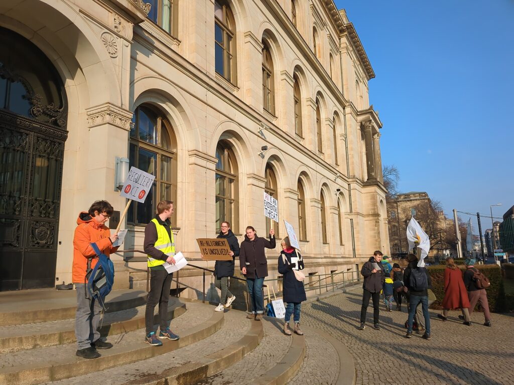 Protest against the Artificial Intelligence Action Summit in Grand Palais Paris in February 2025 at BMDV in Berlin 2025-02-08 05.jpg